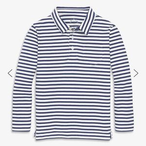 Primary long sleeved polo shirt
White/navy stripes
Size 4-5